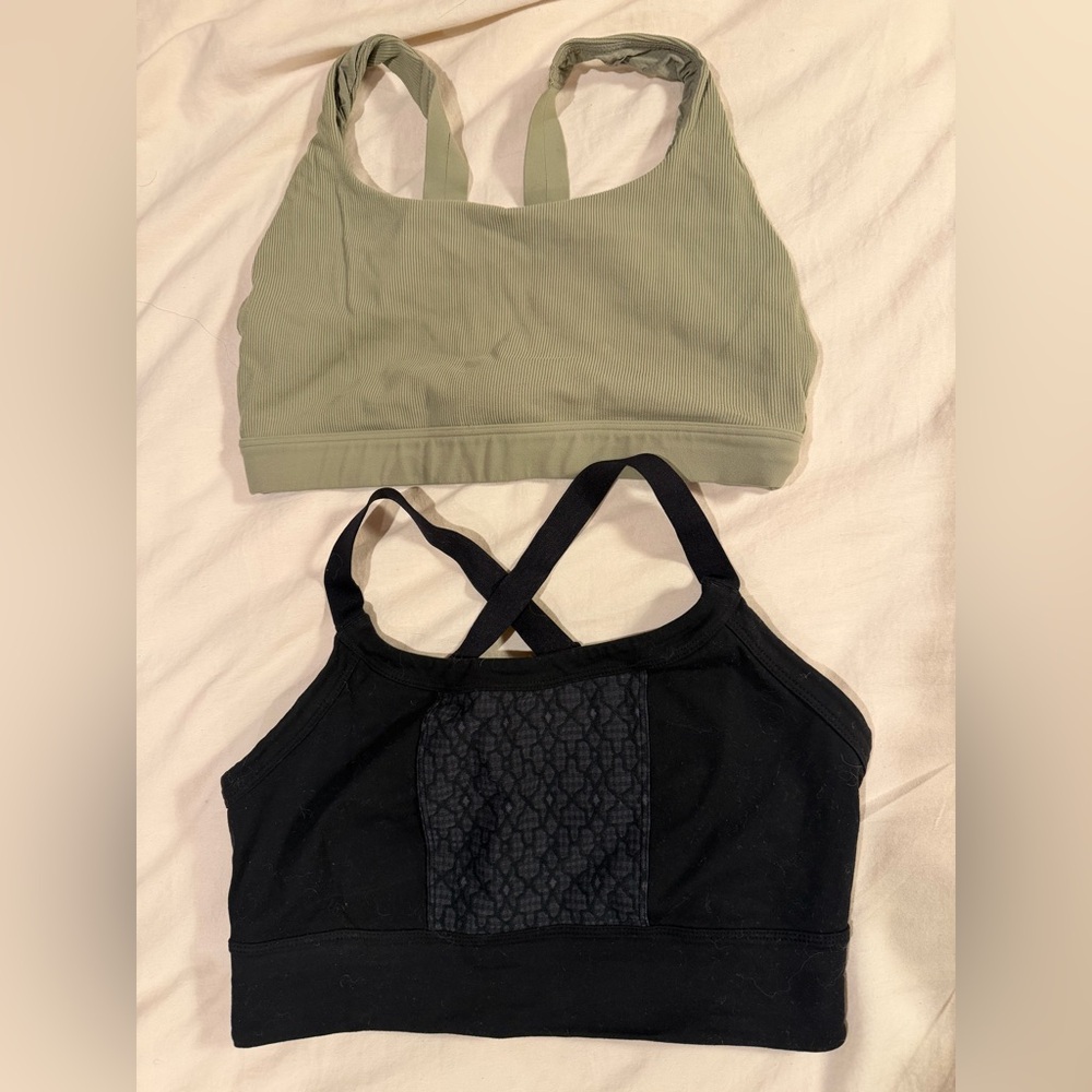 Prana Black & Athleta Green Sports Bras Set medium (runs small)